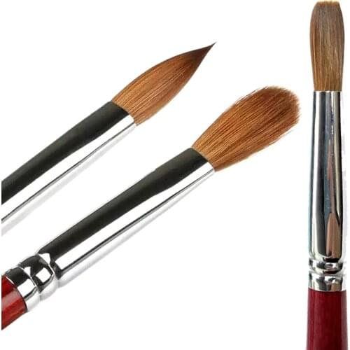 UsiDaer Acrylic nail Brush with red Wood Texture 100% Kolinsky sable hair brush UV Shaping Gel Brush