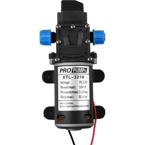 High Performance 12V 100W Water Pump 8L/Min 160Psi High Pressure Diaphragm Self Priming Water Pump Car Wash Water Pump Tools