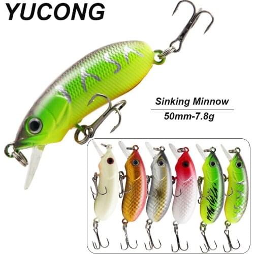 YUCONG 6Pcs Bass Fishing Lures 5cm-7.8g Sinking Wobblers Pike Baits Hard Artificial Swimbait Mini Crankbait Fishing Tackle Pesca