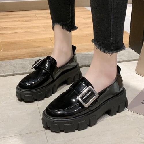 Womens Leather Shoes 2021 New Autumn Woman platform shoes Retro British Wind Casual Shoes Tide Female Oxford Shoes Zapatos Muje