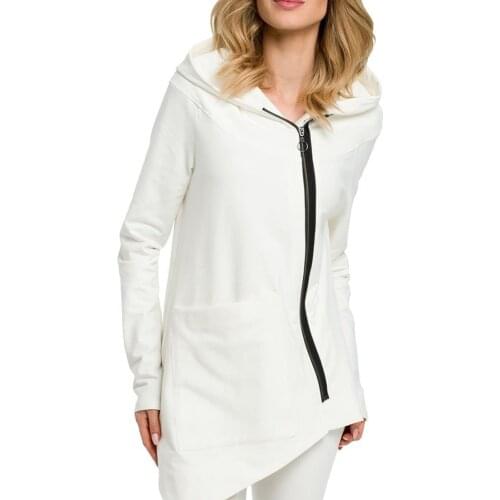 Womens Hoodie Long Sleeve Solid Color Asymmetrical Hem Zip Up Coat Casual Pullover Artsy Fashion Female Hoodie