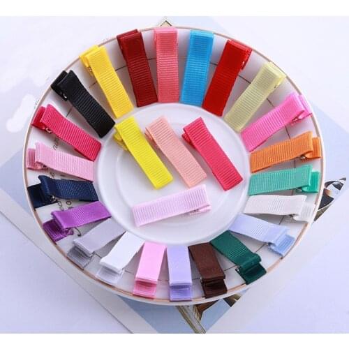 Womens Hair Clip for Girl DIY Bows Flower 3.5 cm cover Ribbon Lined mini double Prong Hairpin Accessories 20pcs FJ3203