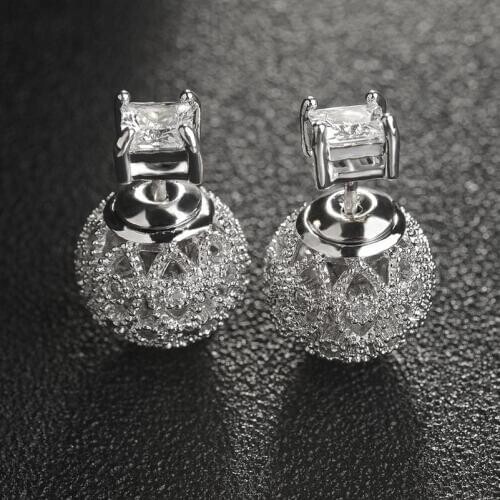 Red Trees Brand Design Fashion Cute Silver Ball Earrings For Women New Year Gift High Quality Double Side Stud Earring Wholesale