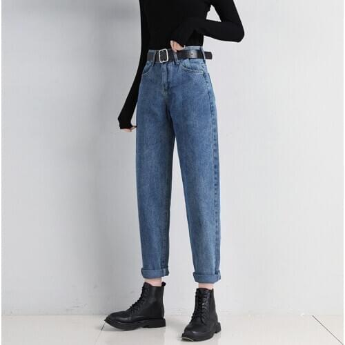 Womens High Waist Jeans Fall 2020 New Loose Student Street Clothes Harem Pants Plus Size Retro Fashion Casual Jeans Women
