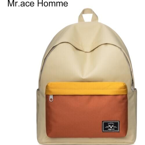 Mah Brand Almond 14inch Laptop Backpack Women Fashion School Backpack For Girl New College Travel Bag Boy Waterproof Bagback Men