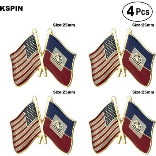 U.S.A.& Haiti Friendship Flag Pin Lapel Pin Badge Brooch Icons 4pcs