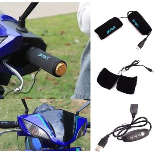 1 Pair Motorcycle Heated Grips USB Electric Hot Bicycle Motorbike Motorcross Handle Handlebar Warmer Removable Grips 2020