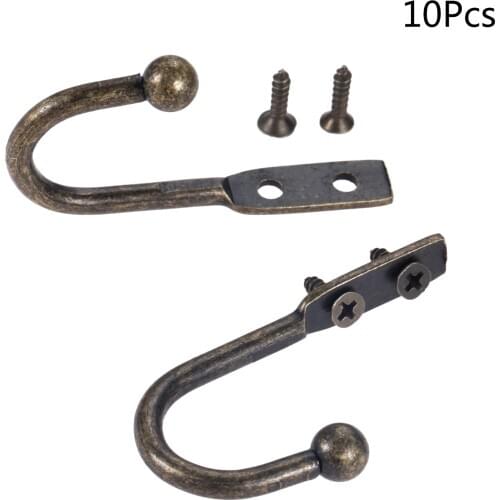 10Pcs Vintage Bronze Wall Door Bath Single Prong Coat Hook Hanger Simple Pot Hanger Hooks Handbag Bag Hanger Hooks 50*23mm