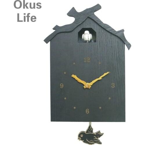 2021 Creative Elegant Cuckoo House Hanging Clock Wall Clock Wooden Clock With Chime And Pendulum For Home Office Living Room