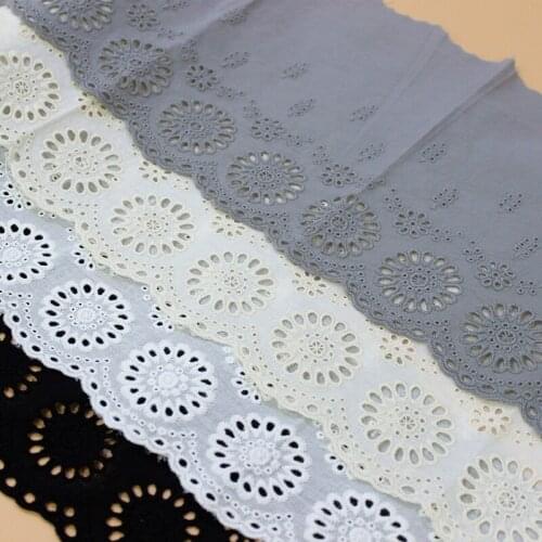 2Yds/lot 22cm wide apricot gray navy blue cotton embroidery lace childrens clothing drapery curtains skirt accessories AC59