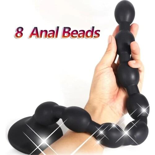 48CM Super Long Anal Plug Buttplug Soft Silicone Male Prostate Massager Anus Expansion 8 Anal Beads Erotic Sex Toys For Men Gay