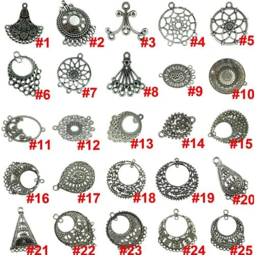 Free Shipping 2pcs Alloy Filigree Crafts Pendant Making Earrings Jewelry Accessories