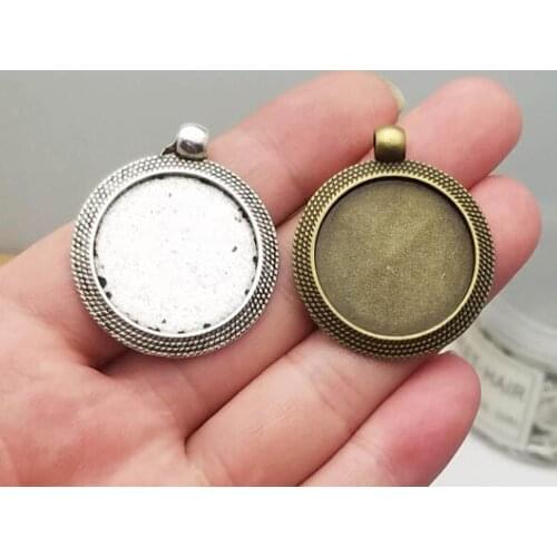 8pcs/lot 25mm inner size ( 37*32mm outer size )Antique silver plated/bronze plated Zinc Alloy Round Cameo Cabochon Base Setting
