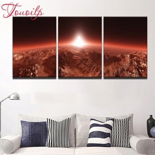 Touoilp Full Diamond Embroidery 3 Panel Universe Abstract Landscape Pictures 5d diamond painting Cross Stitch,3D,Diamond Mosaic