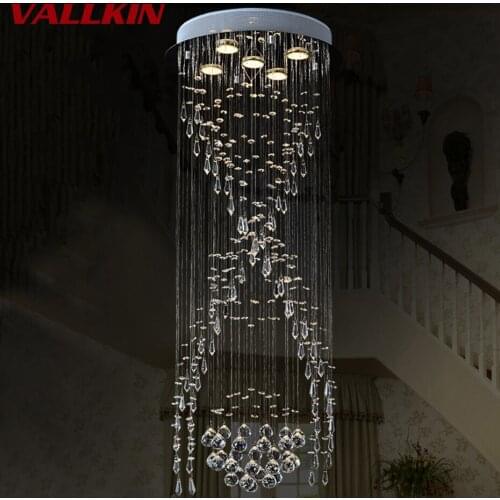 K9 Large LED Lamp Spiral Living Room Crystal Chandelier Lights Fixtures for Staircase Stair Hotel Indoor Deco Dining room Lamps