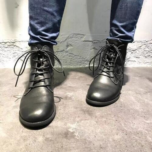 Ankle Boots For Women Genuine Leather Shoes Lace Up Black Mom Women Shoes Round Toe Keep Warm Lady Street Style Martin Boots