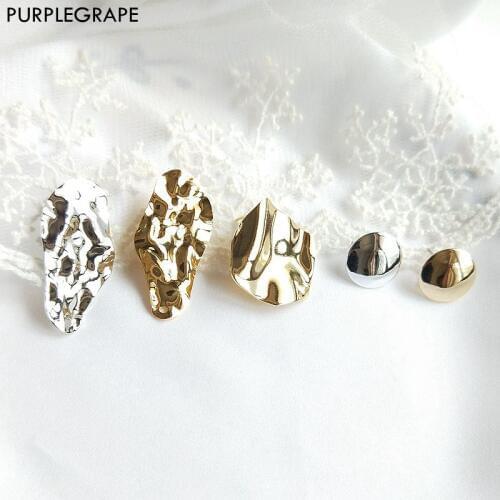 8pcs Plated Gold Ear Pin Diy Jewelry Making Accessories Handmade Material Pendant Fashion Exaggerated Female Models