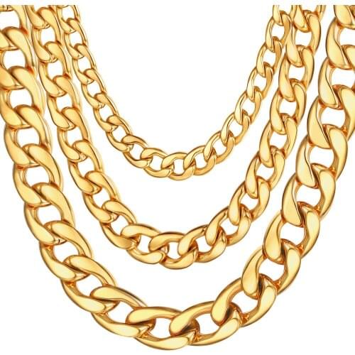 GPUNK Mens Curb Cuban Necklace Chain,9/12/15 mm Stainless Steel Chunky Heavy Necklace Hip Hop Punk Chain Gift for Men Boyfriend