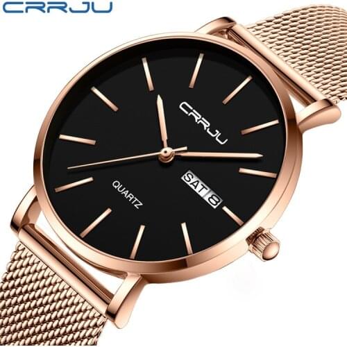 CRRJU 2188 Mens And Womens Watch Simple Fashion Mens Watch Ultra-thin Quartz Watches Personality Couples Wristwatches