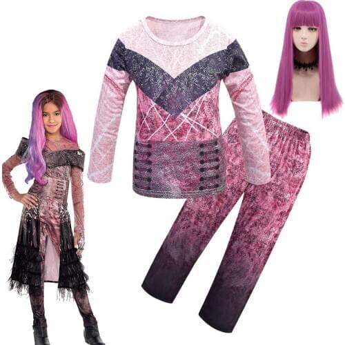 Kids Clothes Halloween Costumes for Kids Descendants 3 Evie Mal Audrey Cosplay Children Long Sleeve Tops + Pants Clothing Sets