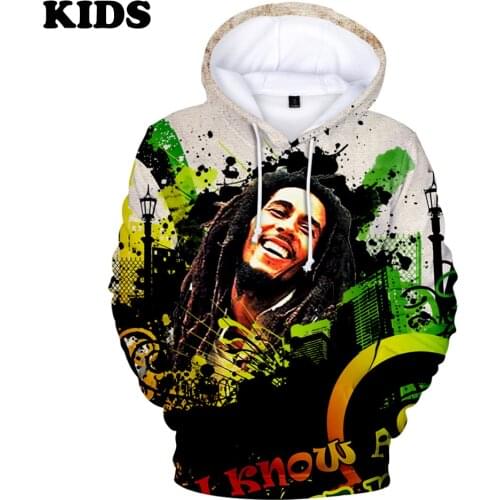 2 to 14 years old Childrens hoodie 3D Printed Oversized Clothes Reggae Bob Marley Hoodies Men Sweatshirts Womens Tracksuit