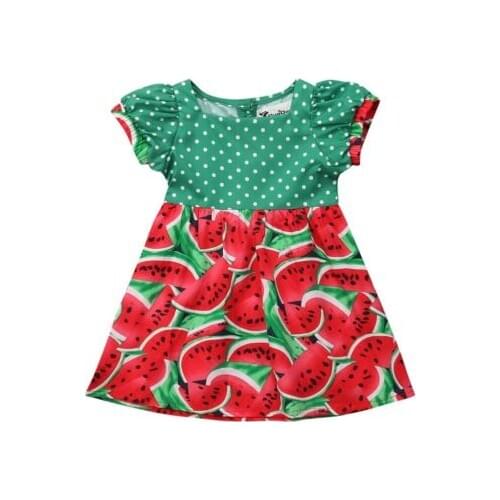 Infant Kid Girl floral Watermelon printed Casual Sleeveless Dresses One-Piece Costume Size 1-3T