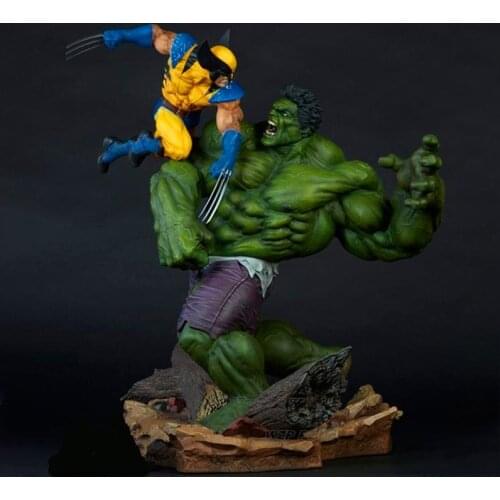 Disney Marvel Avengers The Hulk Super Hero VS Wolverine Battle Statue Action Figure Model Toys Desk Decoration Collection Gift