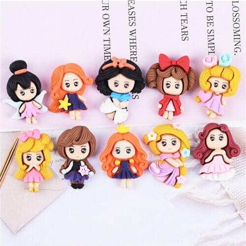Julie Wang 10PCS Resin Cartoon Girl Charms Cute Random Mixed Pendant Jewelry Making Accessory Table Home Decor