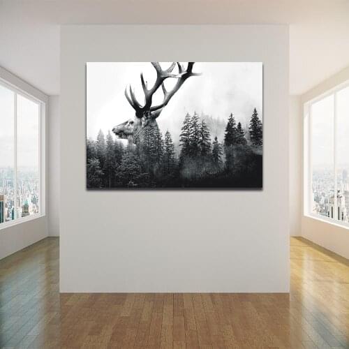 Canvas Painting Deer Exposure Posters and Prints Wall Art Picture for Living Room Decor No Frame