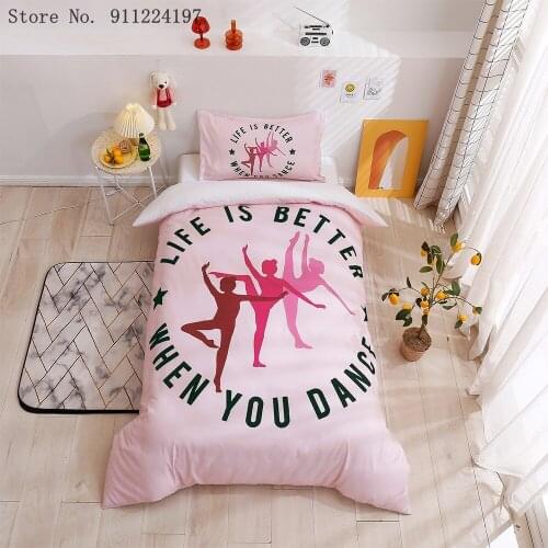 3D Printing Ballet Girl Bedding Sets Cartoon Quilt Cover Luxury Duvet Cover Set Twin Full Queen King Bedclothes Kids Girls