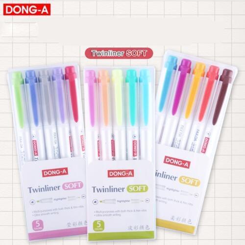 Korea Kawaii Pastel Highlighter Pen Dual Tip Markers Fosforlu Kalem Mildliner Style Bullet Journal Supplies Milkliner Destacador