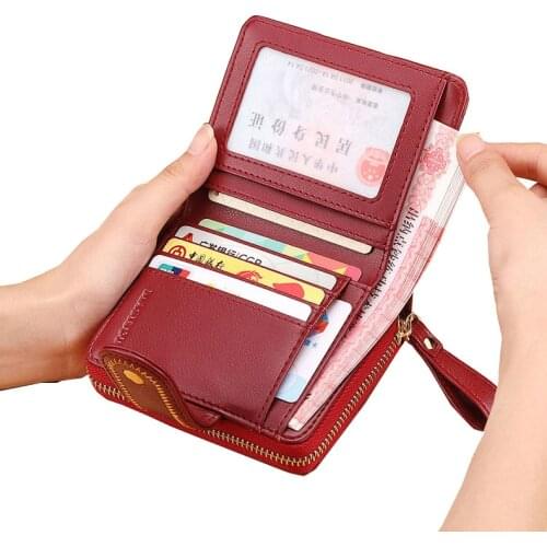 Top Quality Women Wallets Genuine Leather Card Holder RFID Blocking Anti Theft Female Purse Zipper Wallet for Women