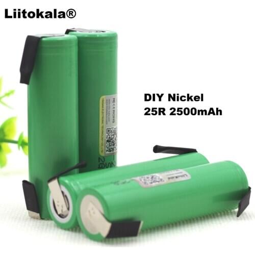 4PCS Liitokala 18650 25R 2500mAh lithium battery 20A continuous discharge power electronic battery for +DIY Nickel sheets