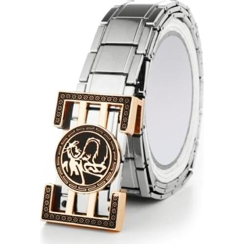 Metal stainless steel Self-defense Belt dragon lion poker buckle Non-mainstream personalized waistband p76