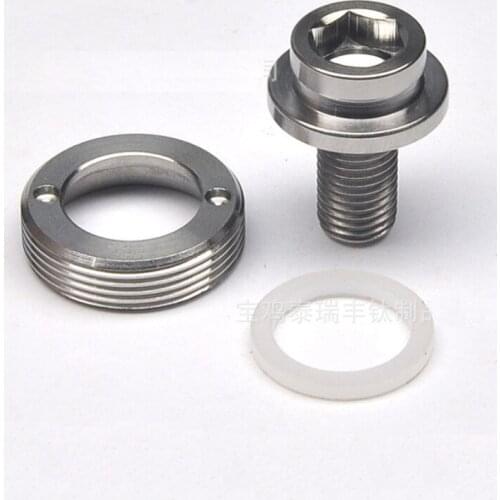 1 set of bicycle mountain road modification square hole axis titanium alloy screw titanium dust cover BB screw set M8*15