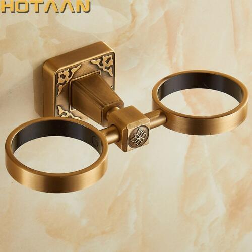 New Arrival Aluminium double Tumbler Holder Cup & Tumbler Holders Toothbrush Holder Bathroom Accessories Banheiro YT-14108