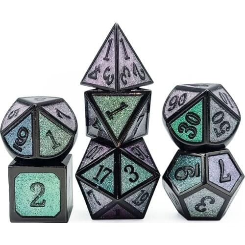 New Creative Zinc Alloy Flash Powder Series Metal Dice Set D4-D20 Dnd Role-Playing Game Mtg Board Game Entertainment Dice