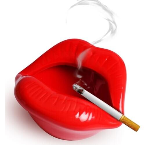 Ceramic Lips Shape Ashtray Home Car Decor Portable Cigar Ashtray Boyfriend Gift Ash Tray Smoking Accessories for Living Room