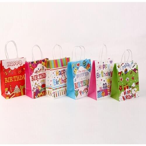Birthday Gift Bag Kraft Paper Bag For Children Birthday Chocolate Candy Toy Packing Party Decor
