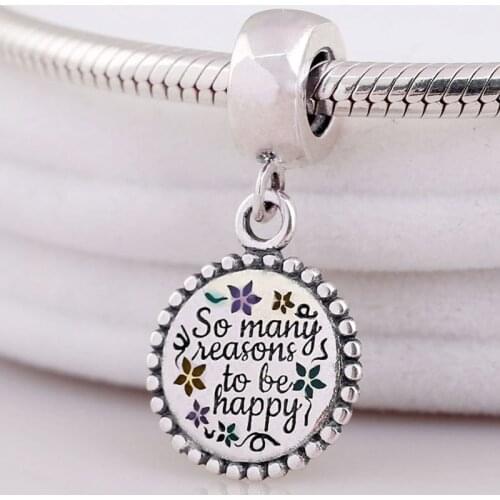 Original So Many Beautiful Reasons to be Happy Pendant Beads Fit 925 Sterling Silver Charm Europe Bracelet Bangle Diy Jewelry
