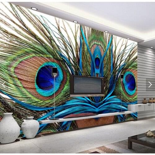 Custom photo wallpaper,Peacock feather, 3D wallpaper mural for living room bedroom kitchen background waterproof PVC wallpaper