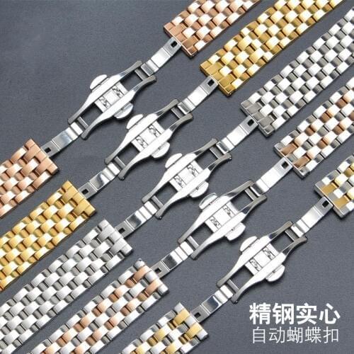 18mm19mm 20mm 21mm 22mm 23mm New Butterfly buckle Watchband polishing solid stainless steel strap