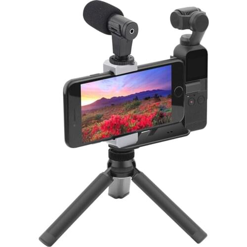 Handheld Phone Holder Support Tripod with Cold Shoe 1/4” Screw Fixed Mounting Gimbal Bracket for Pocket 2 Handheld Gimbal Camera