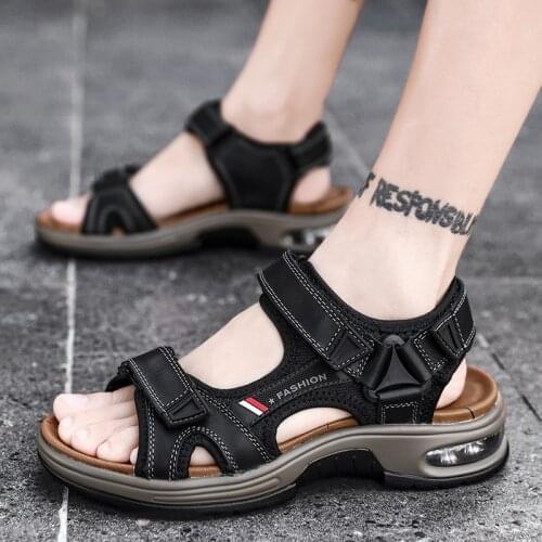 Summer sandals men Genuine Leather Mens Sandals Fashion Men Casual Shoes Design Beach Outdoor air Sole Sandals men Sandals