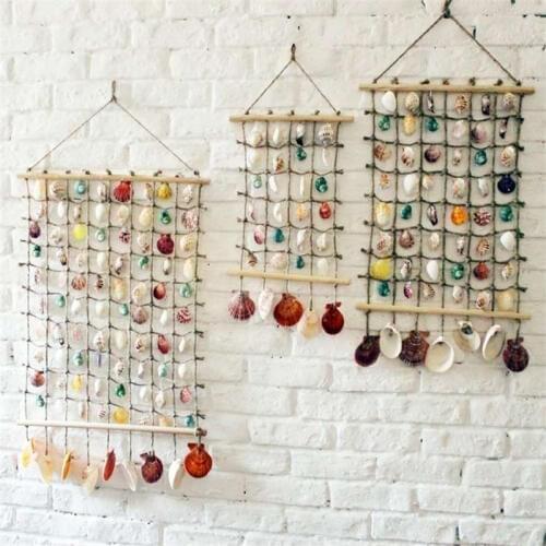 Mediterranean Style Curtain Wall Mural Decoration Natural Sea Shells Marine Bar Ornament Zakka Home Decor