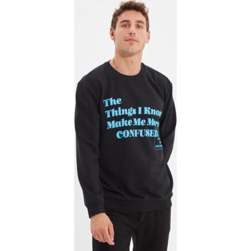 Trendyol Men 'S Regular Fit Short Sleeve Cycling Neck Printed Sweatshirts TMNAW22SW0591