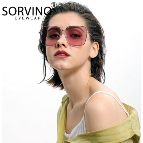New Vintage Trendy Square Sunglasses Women Luxury Brand Big Frame Ladies Sun Glasses Fashion Pink Clear Lens Female Glasses