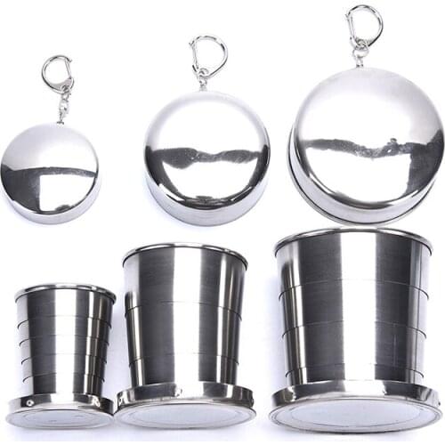 Retractable Telescopic Collapsible Cups With Keychain GYH All Stainless Steel Folding Cup Portable For Outdoor Travel