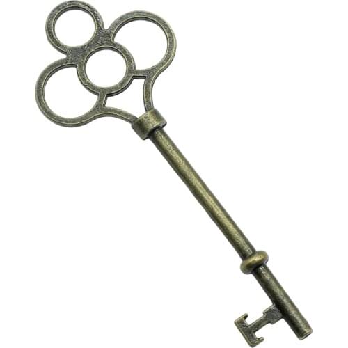 WYSIWYG 2pcs 74mm Vintage Big Key Pendants Charm For Jewelry Making Antique Bronze Color Key Pendants Charm Retro Key