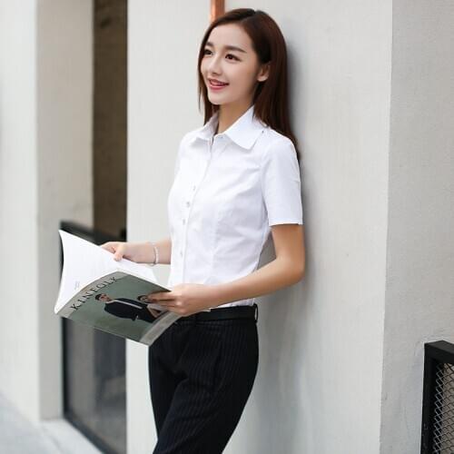 Size L-5XL Plus (124cm bust) 2016 yards big women summer short sleeved cotton shirt OL new occupation clothes XXXXL XXXXXL